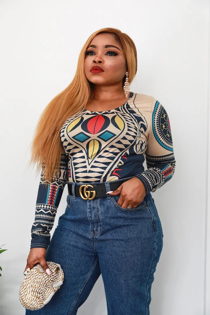 Tribal Print BodyCon Top