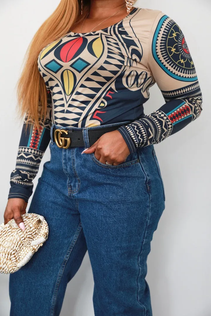 Tribal Print BodyCon Top