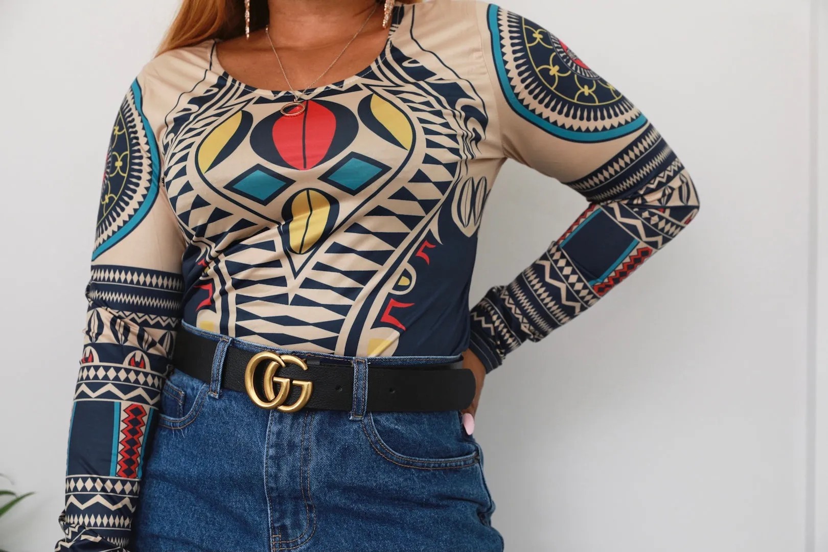 Tribal Print BodyCon Top