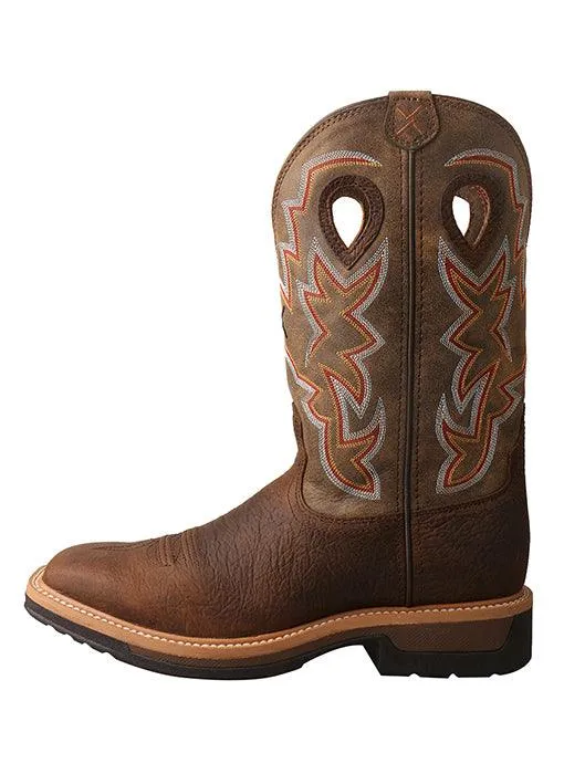 Twisted X Men's Taupe & Bomber Brown Lite Weight Square Toe Work Boots MLCW022