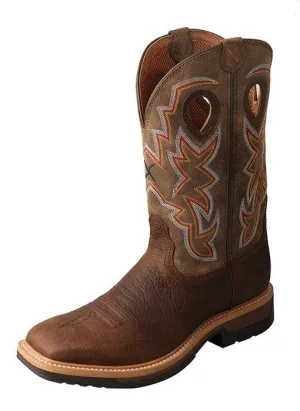 Twisted X Men's Taupe & Bomber Brown Lite Weight Square Toe Work Boots MLCW022