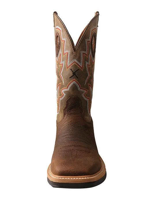 Twisted X Men's Taupe & Bomber Brown Lite Weight Square Toe Work Boots MLCW022