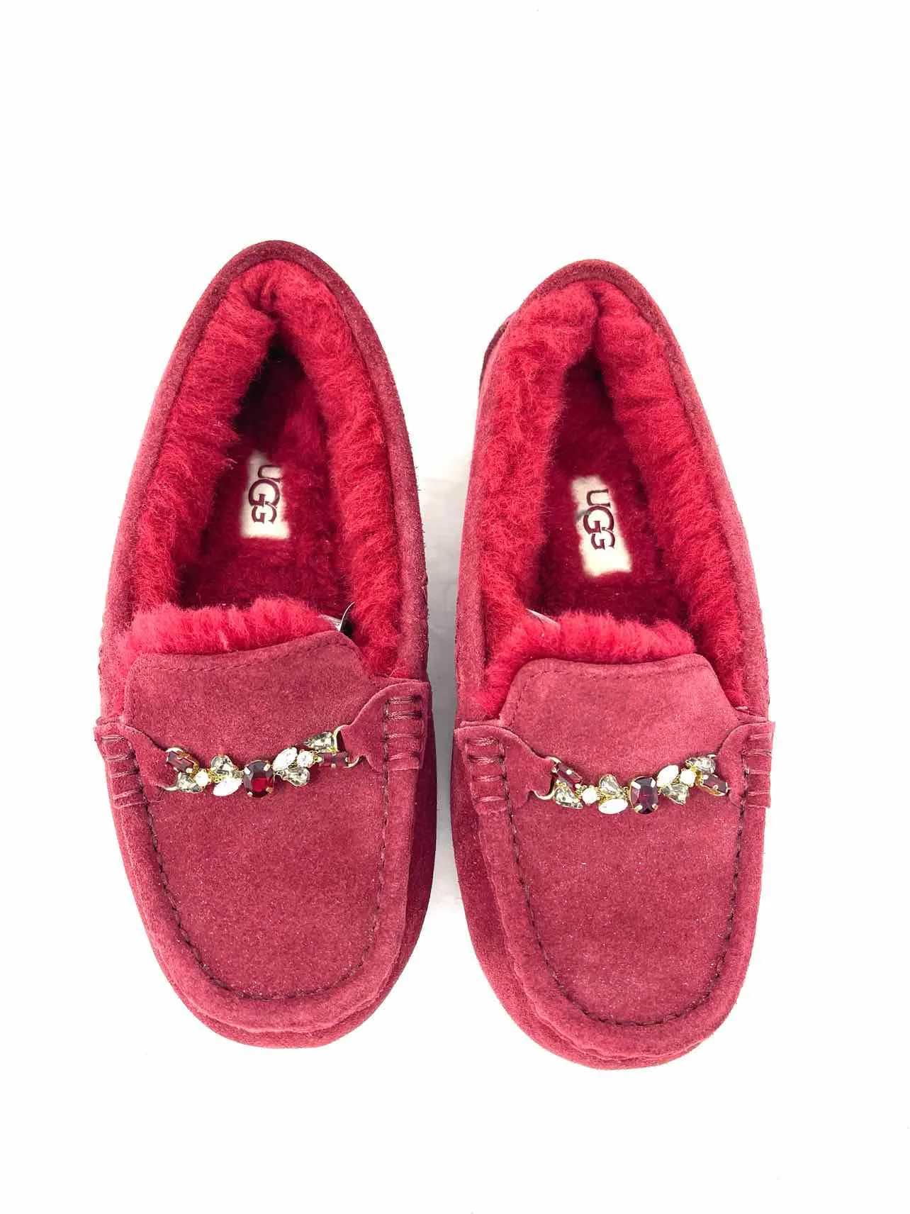 UGG Size 5 Red/Silver Rhinestones Suede Shoes Loafers