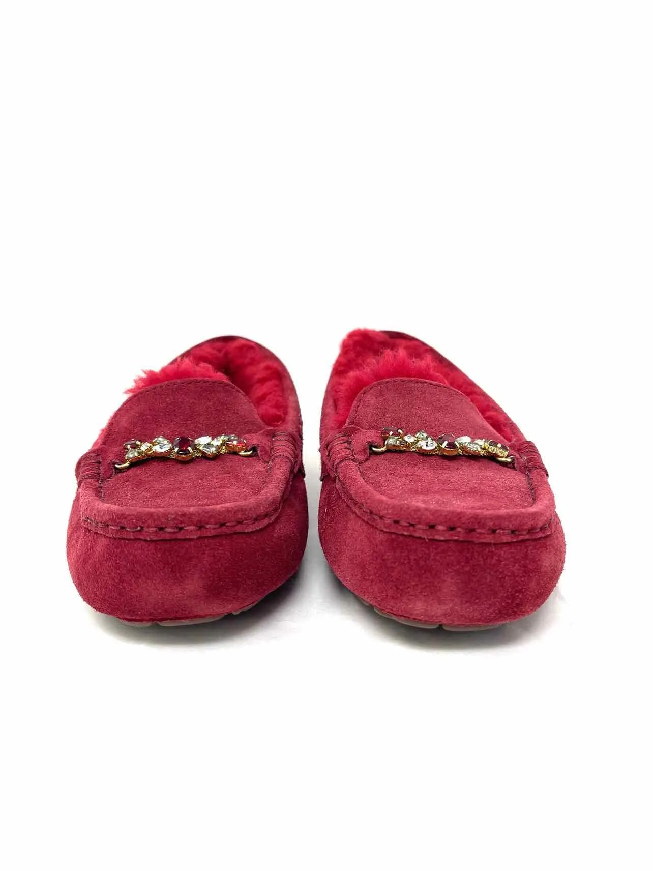 UGG Size 5 Red/Silver Rhinestones Suede Shoes Loafers