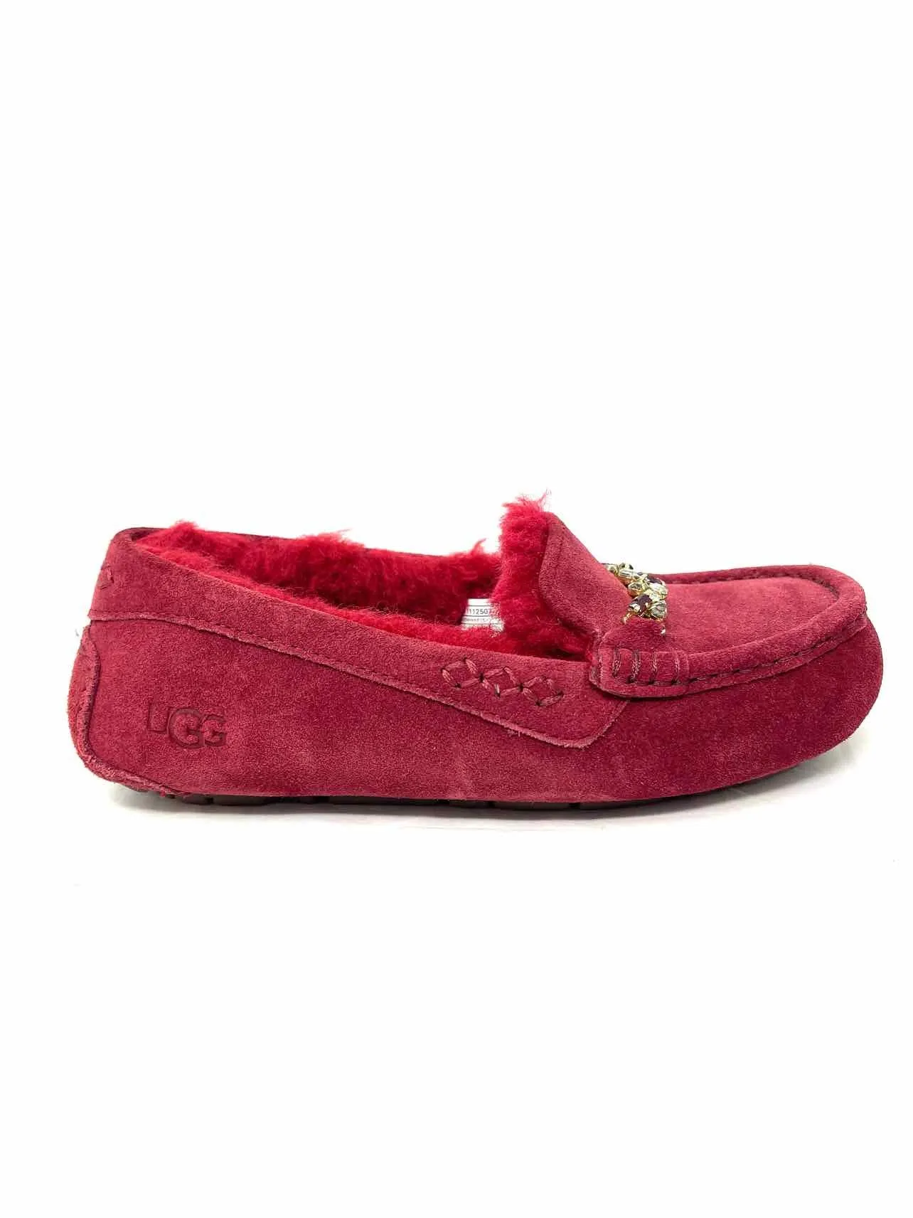 UGG Size 5 Red/Silver Rhinestones Suede Shoes Loafers